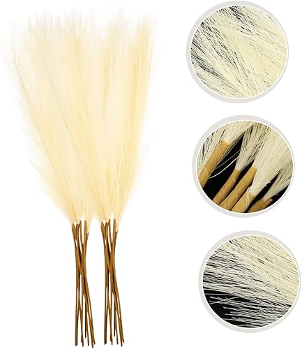 Miniatura 7 de IMIKEYA 250 piezas de hierba artificial de caña de caña, colas de conejo, hierba de pampas, relleno de florero, decoración de casa para el hogar,