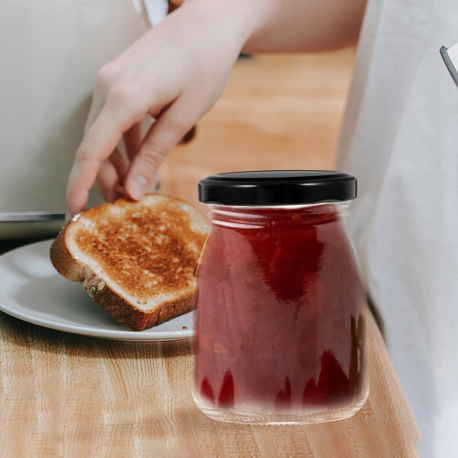 Levemolo Barattoli di Vetro Sigillati per Conservazione Alimenti 10 Pezzi 200ml con Coperchio, Contenitori Ermetici per Yogurt, Budino e Cereali, Barattoli da Cucina per Conservazione
