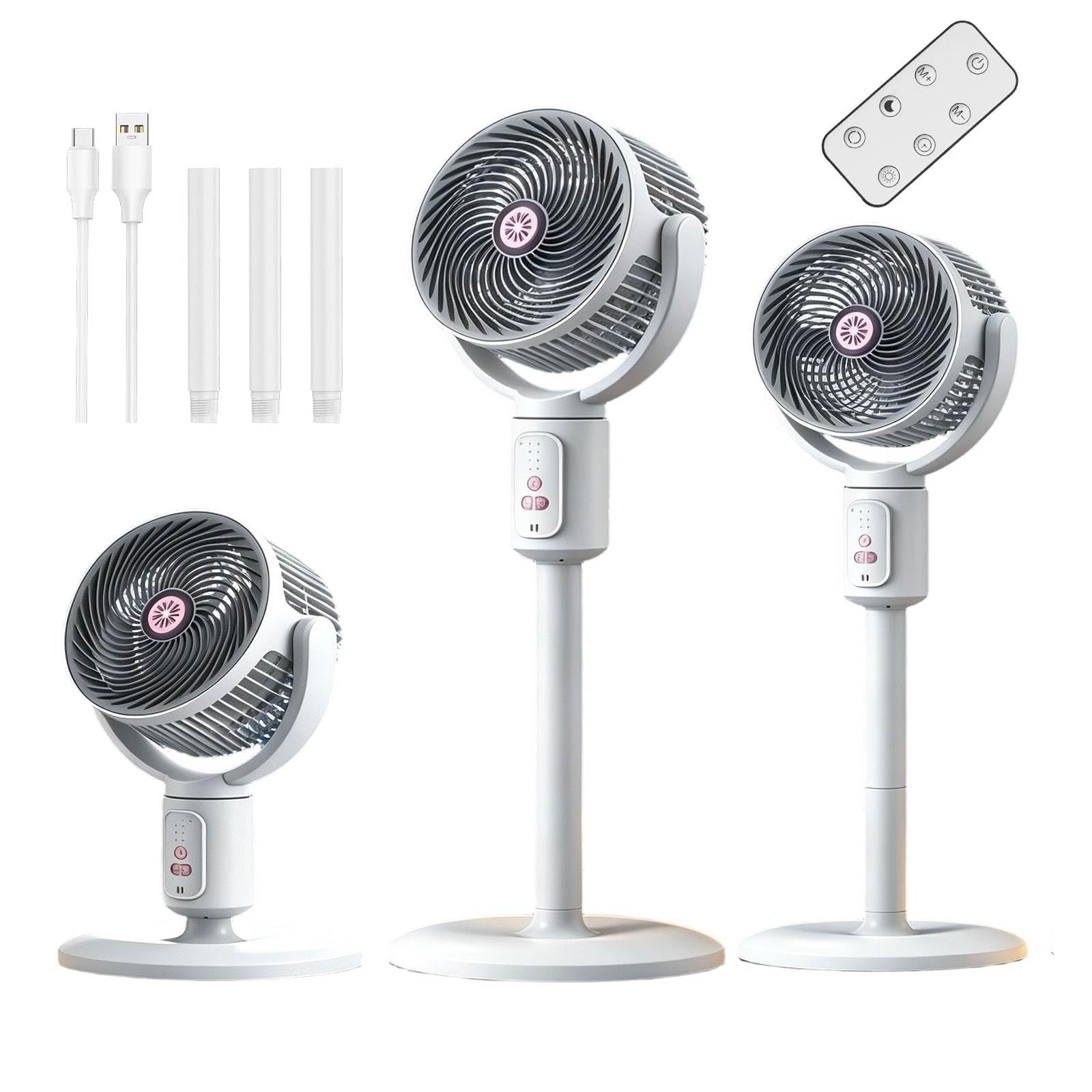 2026 New Telescopic Standing Circulator Fan With Remote, 5 Speeds Oscillating Air Mover, USB Powered Stand Fan For Home, Adjustable Height Powerful Airflow for Home, Office and BedroomοΌWhite