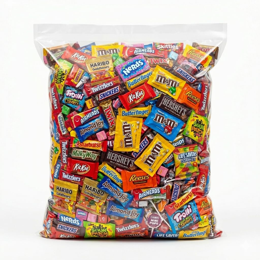 Candy and Chocolate Variety Pack – Individually Wrapped Bulk Assortment of Fun Size Chocolate Bars, Sour Candy, Gummies & Chewy Treats – Perfect for Parties, Offices & Gifting (2 Pounds)