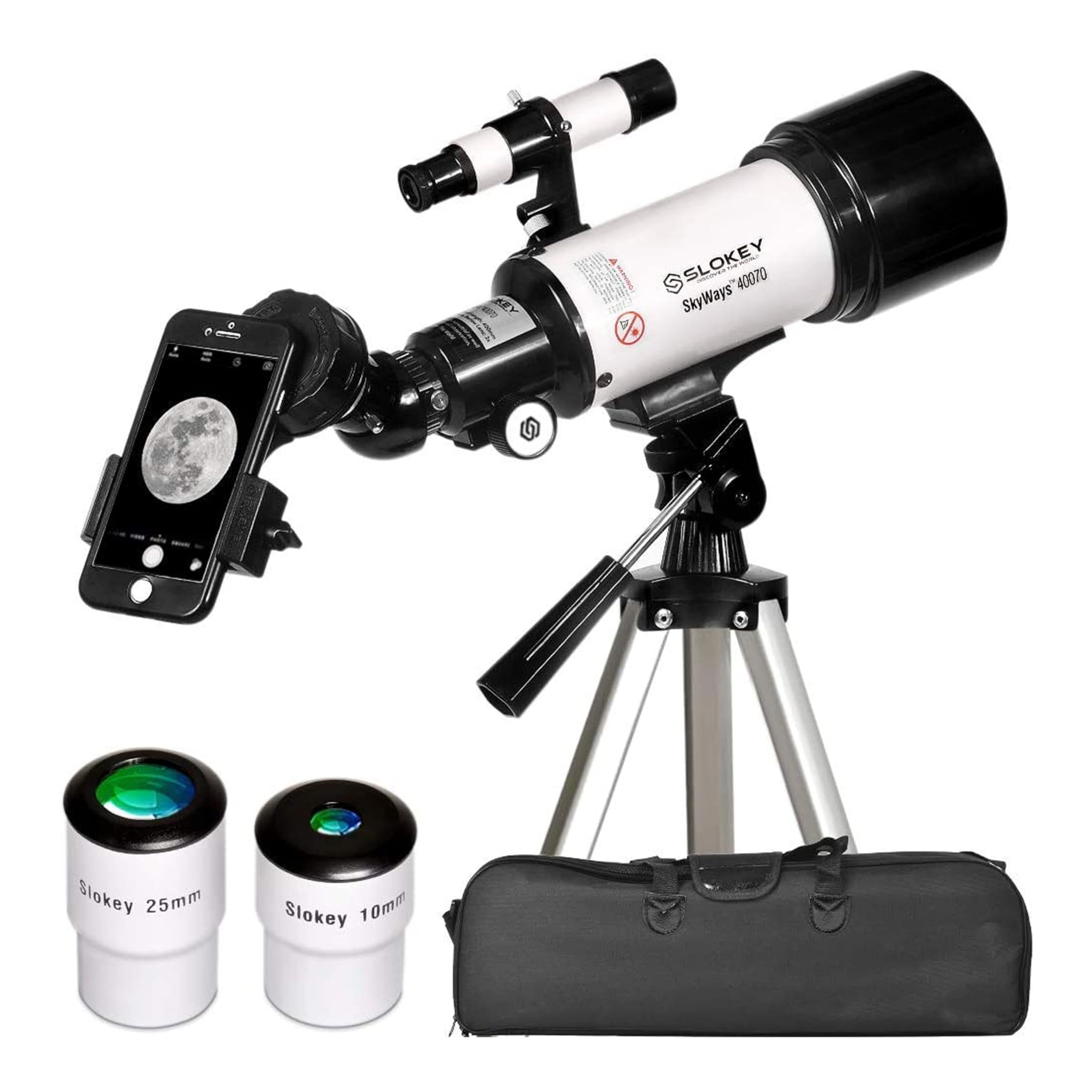 Slokey Telescopio 40070 - Telescopio Astronómico con Aumento de 16x-120x - Incluye 2 Oculares, Lente Barlow 3x, Trípode…