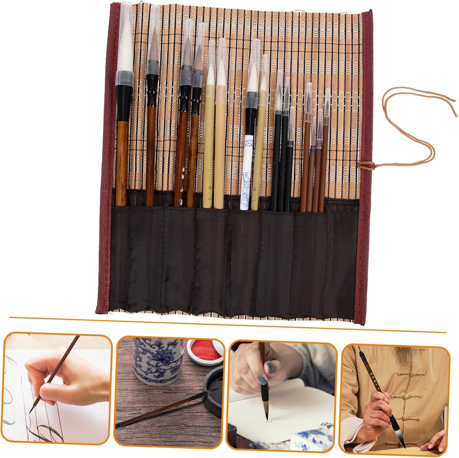 15pcs Chinese Calligraphy Brush Beginner Drawing Brush Portable Writing for Family Friends