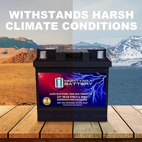 Miniatura 6 de Mighty Max Battery MM-H4L Arrancar y detener coche BCI Grupo Tamaño 140 Terminal positivo en el lado izquierdo + - 12V 50 AH, 80RC, 570 CCA Batería