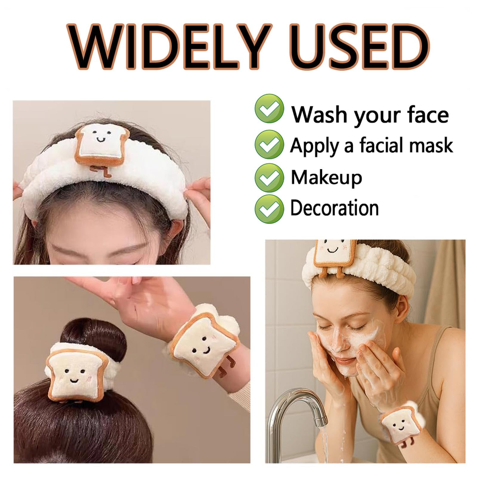 YUBBYSTU Wrist Bands Washing Face, Cosmetic Headband, Women's Elastic Hair Bands for Skin Care Elastic Headband - Image 4