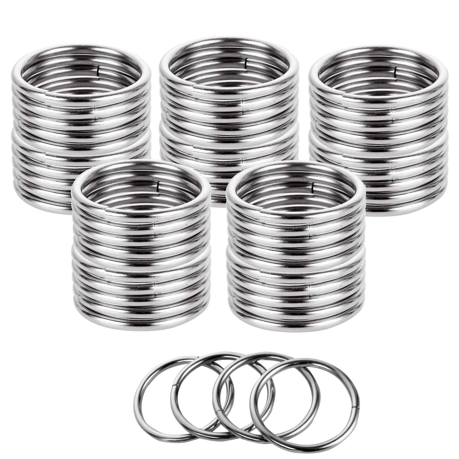 120Pcs 1.5 Inch/38MM Silver Metal O Ring, Multi-Purpose Purse Hardware Clasp O Ring, 3.8MM Thick Heavy Duty Round O Rings for Dog Leas Luggage Belt