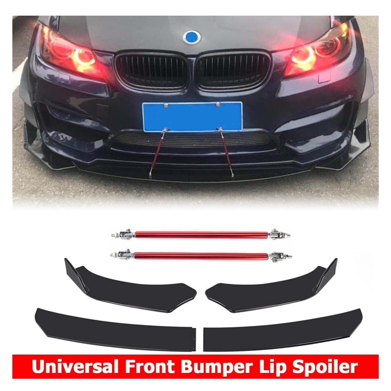 Front Bumper Chn Lp Spltter Spoler Body Kt+Strut Rods For BMW | eBay