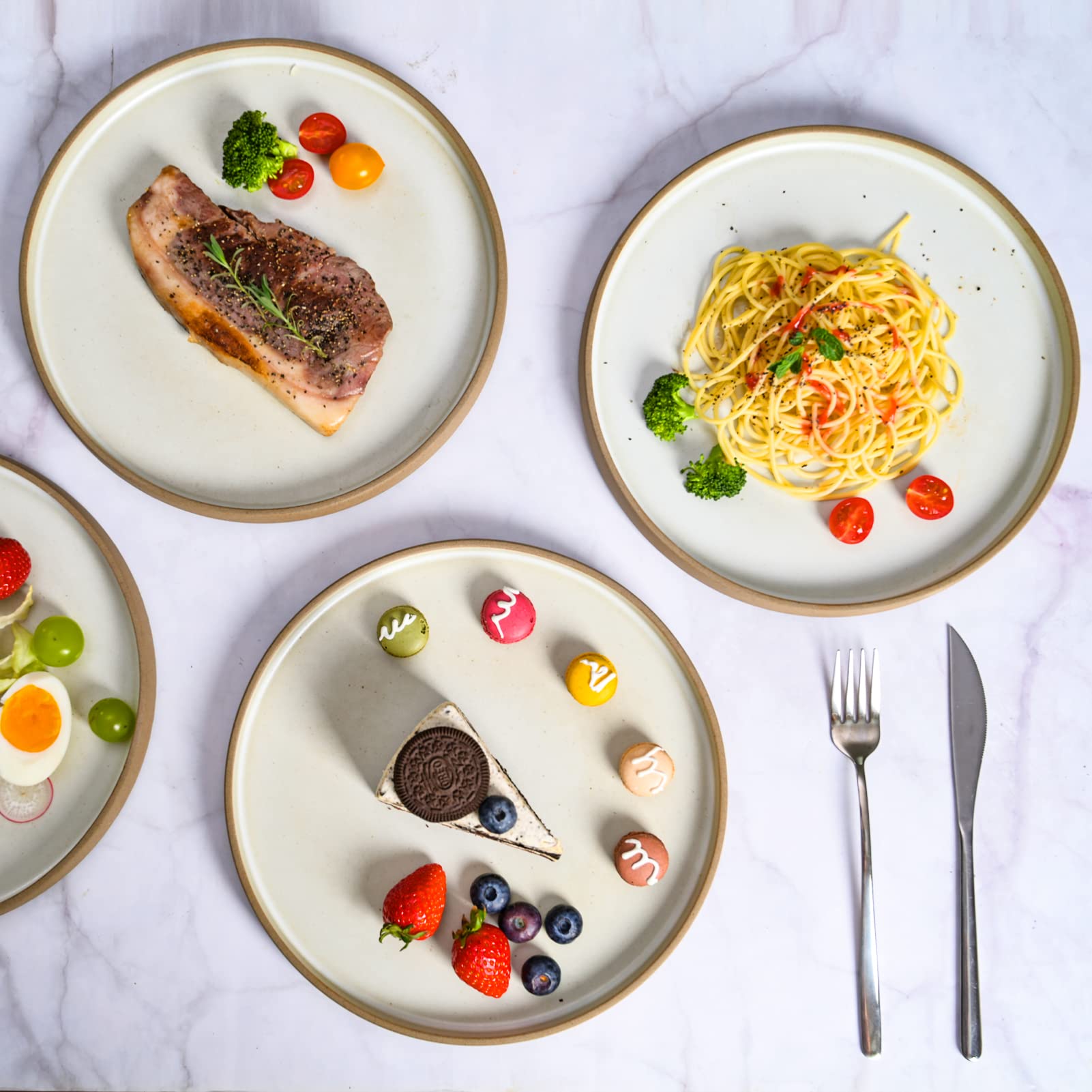 Platos llanos de cerámica, platos de porcelana blanca de 10 pulgadas, plato de cena de carne, platos de porcelana de cocina para ensalada, pasta, postre, microondas y lavavajillas