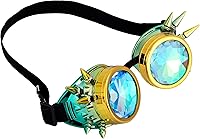 Vista 106 de Gafas de caleidoscopio retro con pinchos, gafas de cristal arcoíris steampunk estilo soldadura, gafas de cosplay punk