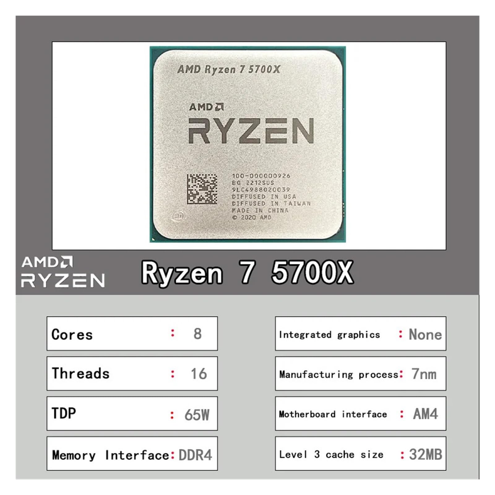 AMD Ryzen 7 5700X R7 5700X CPU+ TUF B550M Plus WiFi II