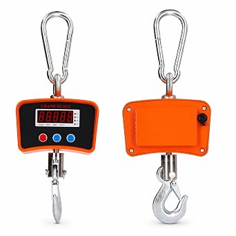 Digital Hanging Scale, 1000Kg Electronic Digital Crane Scale with Backlight LCD Display and Rechargeable Battery, Industrial Weighing Crane Scale for Farm, Fishing, GarageUS
