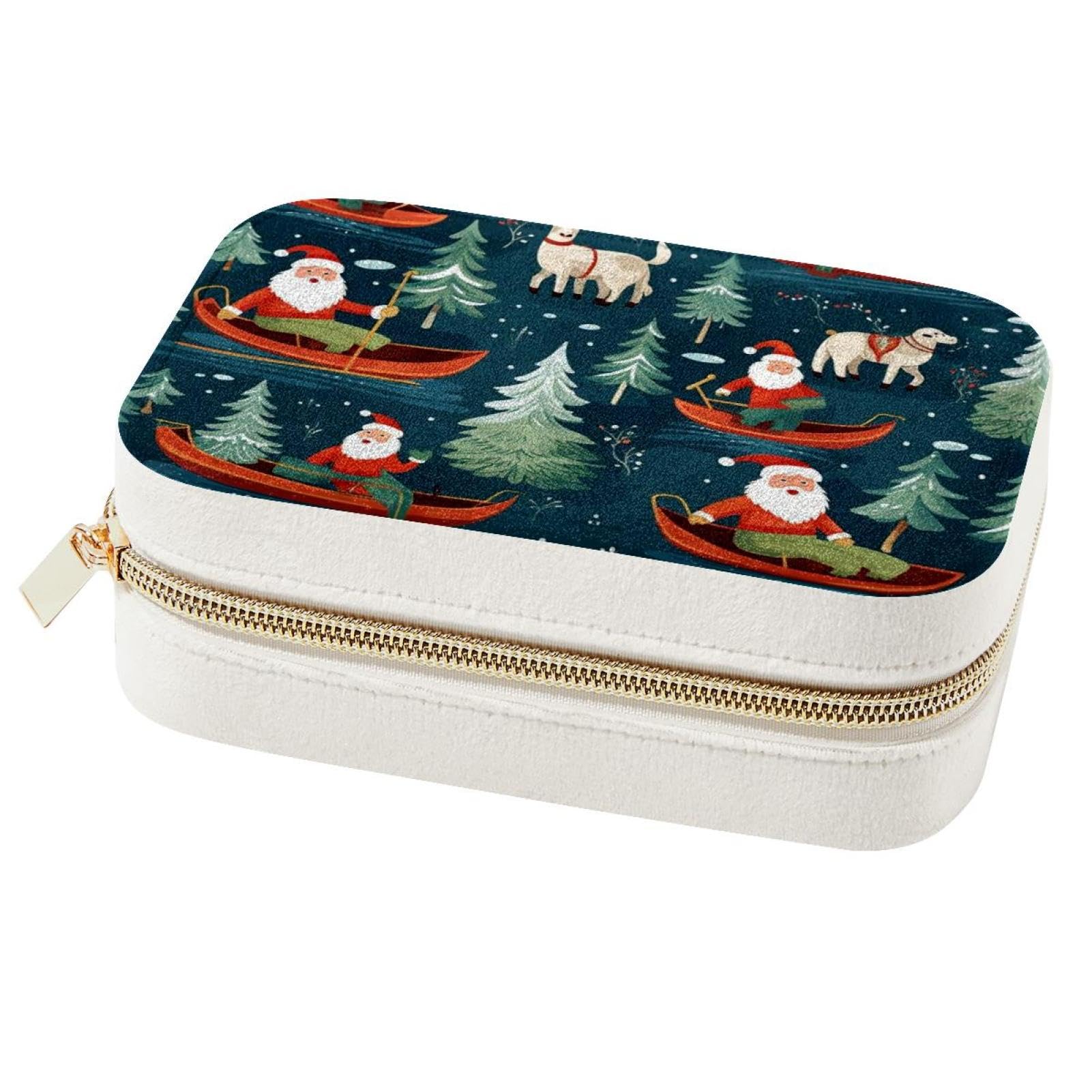 Boîte à bijoux traîneau de Noël portable pour bagues et colliers
