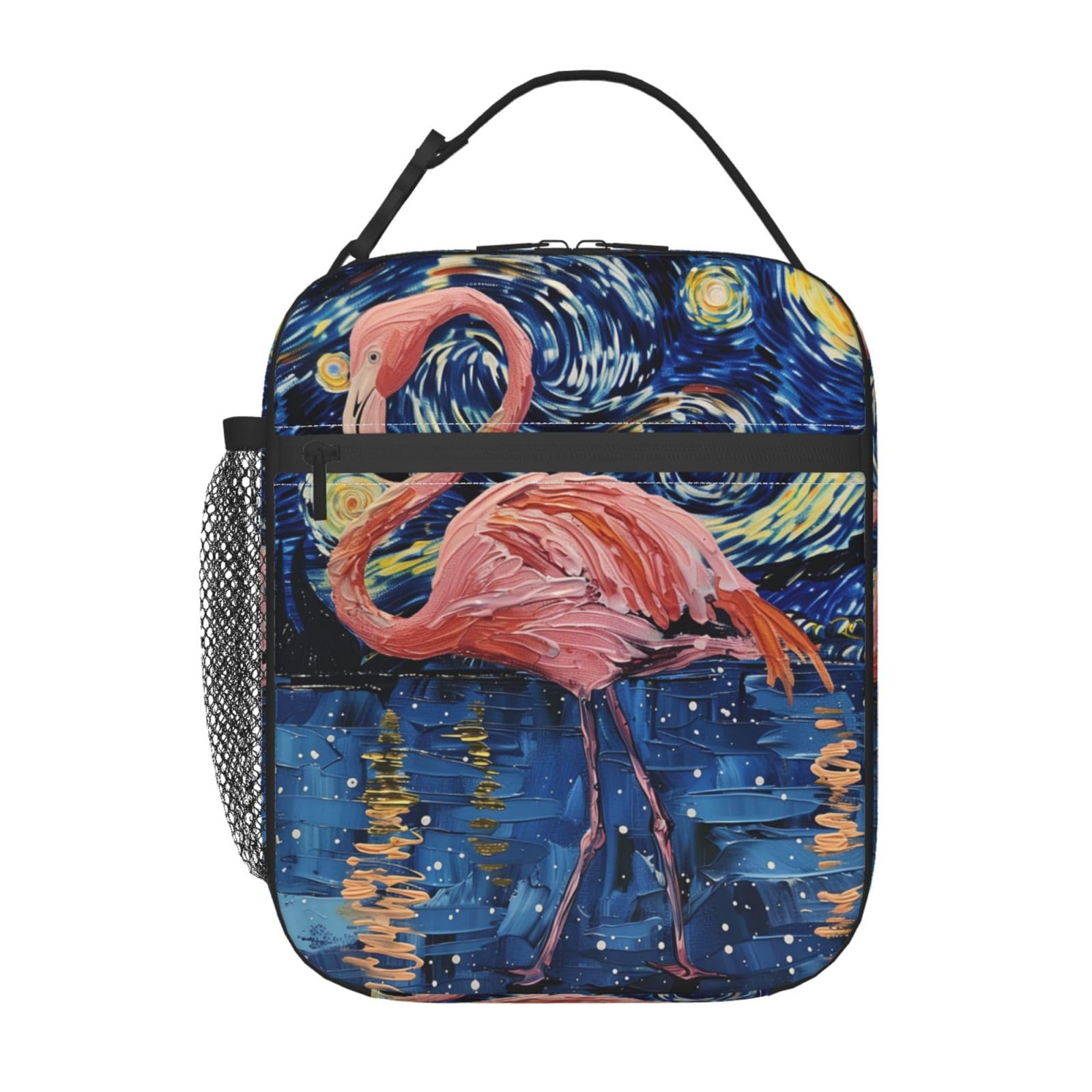 cromcu Insulated Lunch Box for Girls Women Kids Flamingo Lunch Bag for Work Picnic School Travel Hiking Beach or Fishing Artistic Watercolor Style