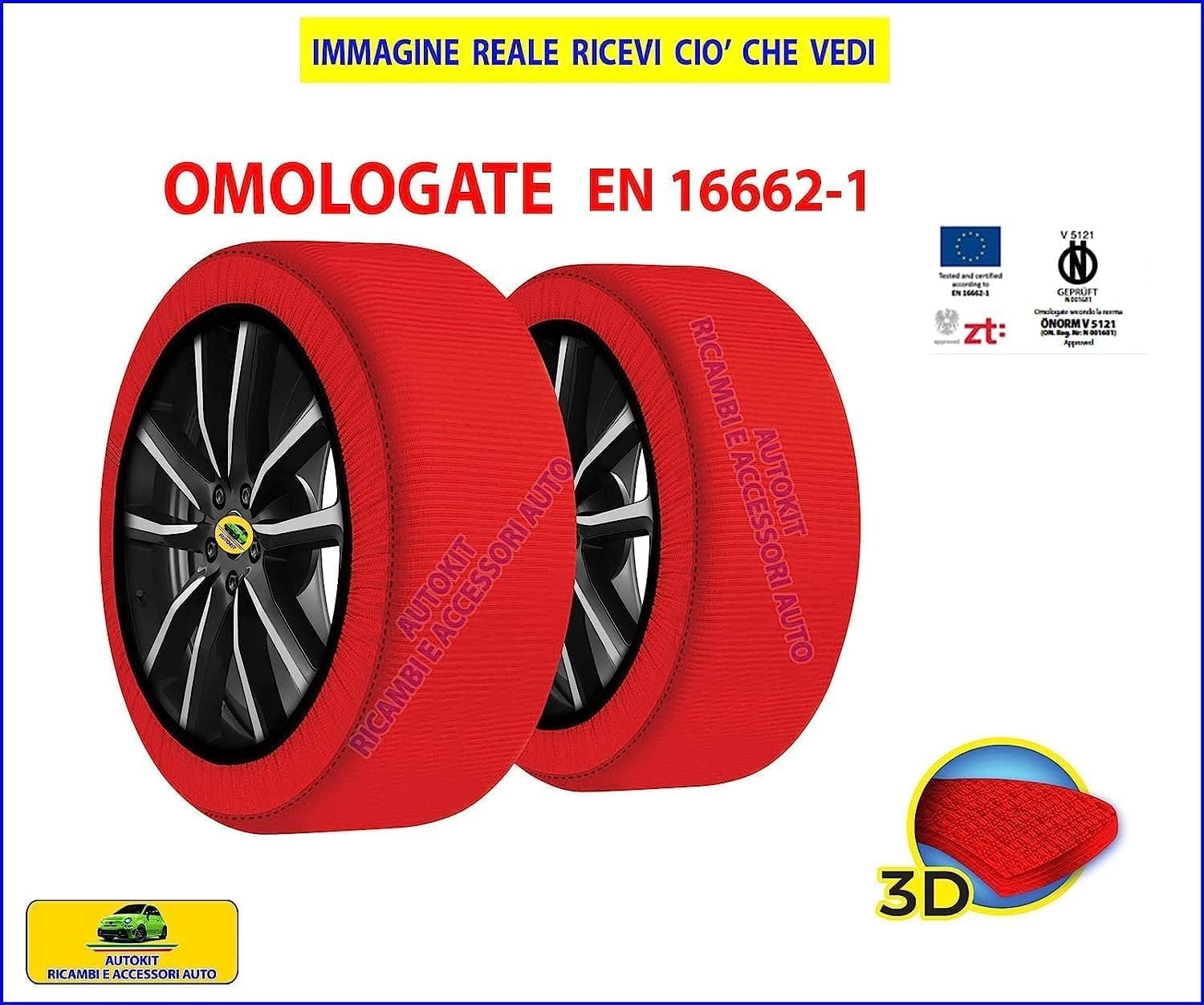 CALZE DA NEVE per auto OMOLOGATE Catene da neve COMPATIBILI con Tipo Cross con sezione Ruote Gomme Cerchio 225/40-18 - T00074
