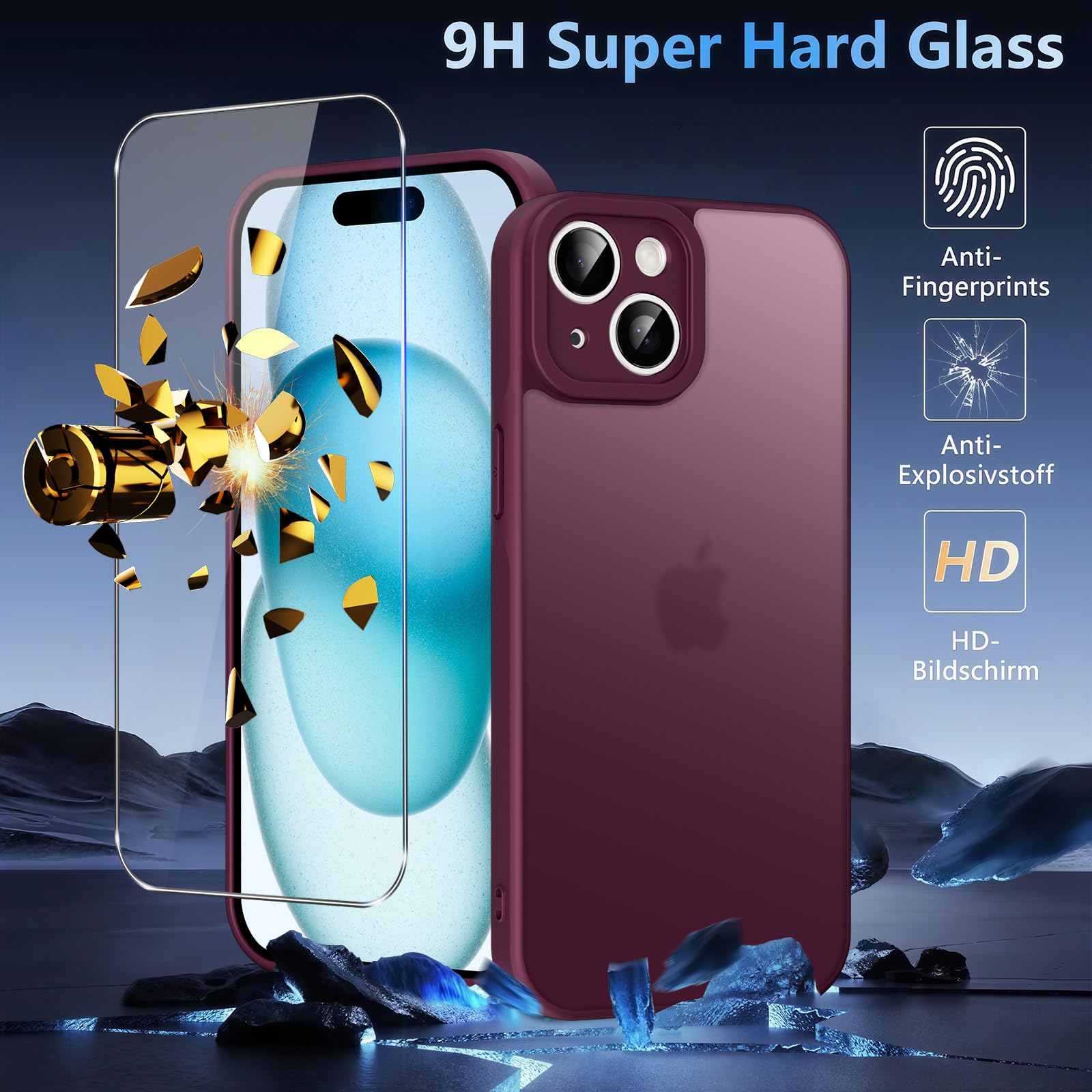 Kmofizle Cover per iPhone 16 e 2 Pellicole in Vetro Temperato, Custodia iPhone 16 Protezione Anticaduta Antiurto di Grado Militare Traslucida Opaca Posteriore Sottile Protettiva Case, Rosa Calda Kmofizle Cover per iPhone 16 e 2 Pellicole in Vetro Temperato, Custodia iPhone 16 Protezione Anticaduta Antiurto di Grado Militare Traslucida Opaca Posteriore Sottile Protettiva Case, Rosa Calda