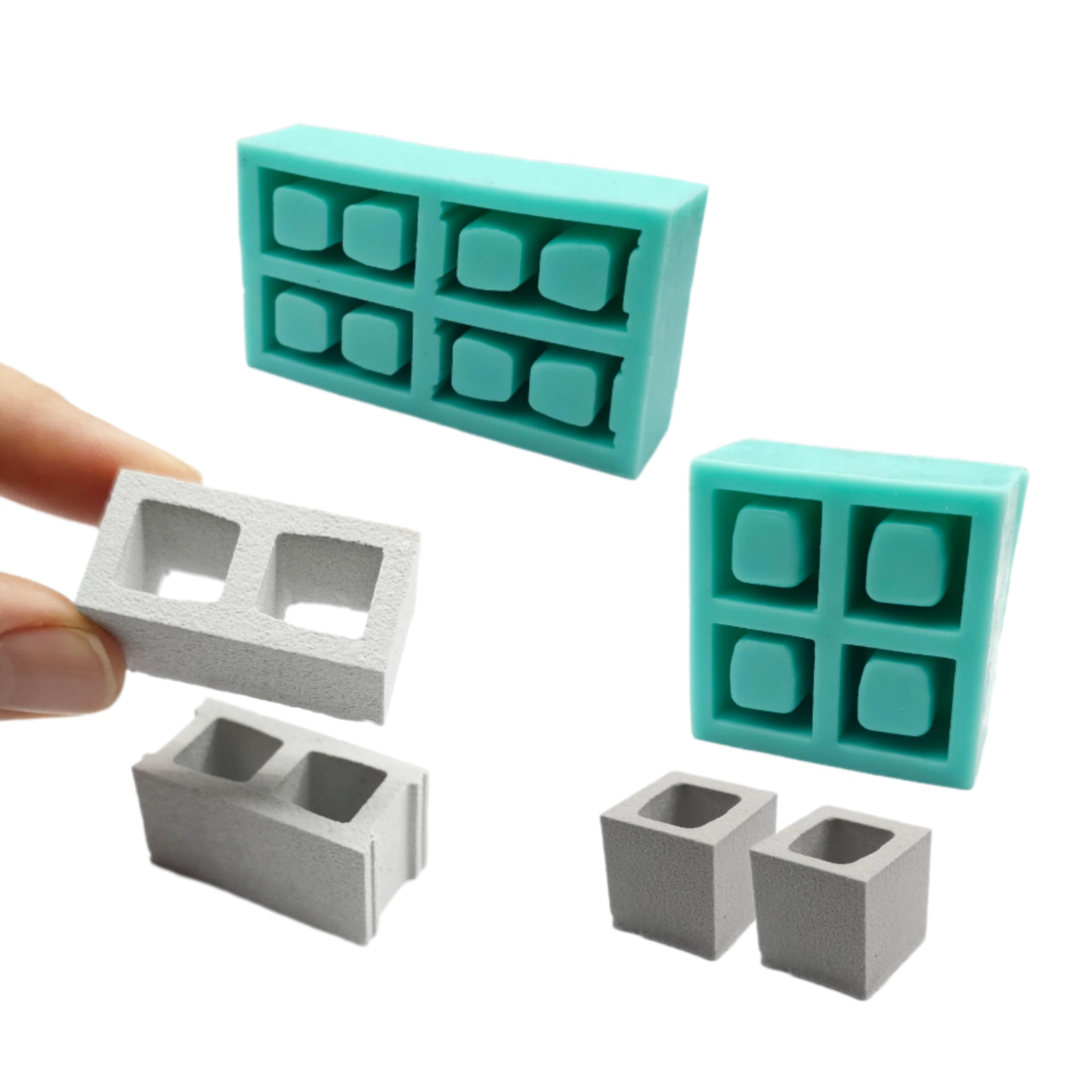 Set of 2 block mold Miniature Cinder Blocks Silicone Mold - 1:12 Scale with Realistic Texture