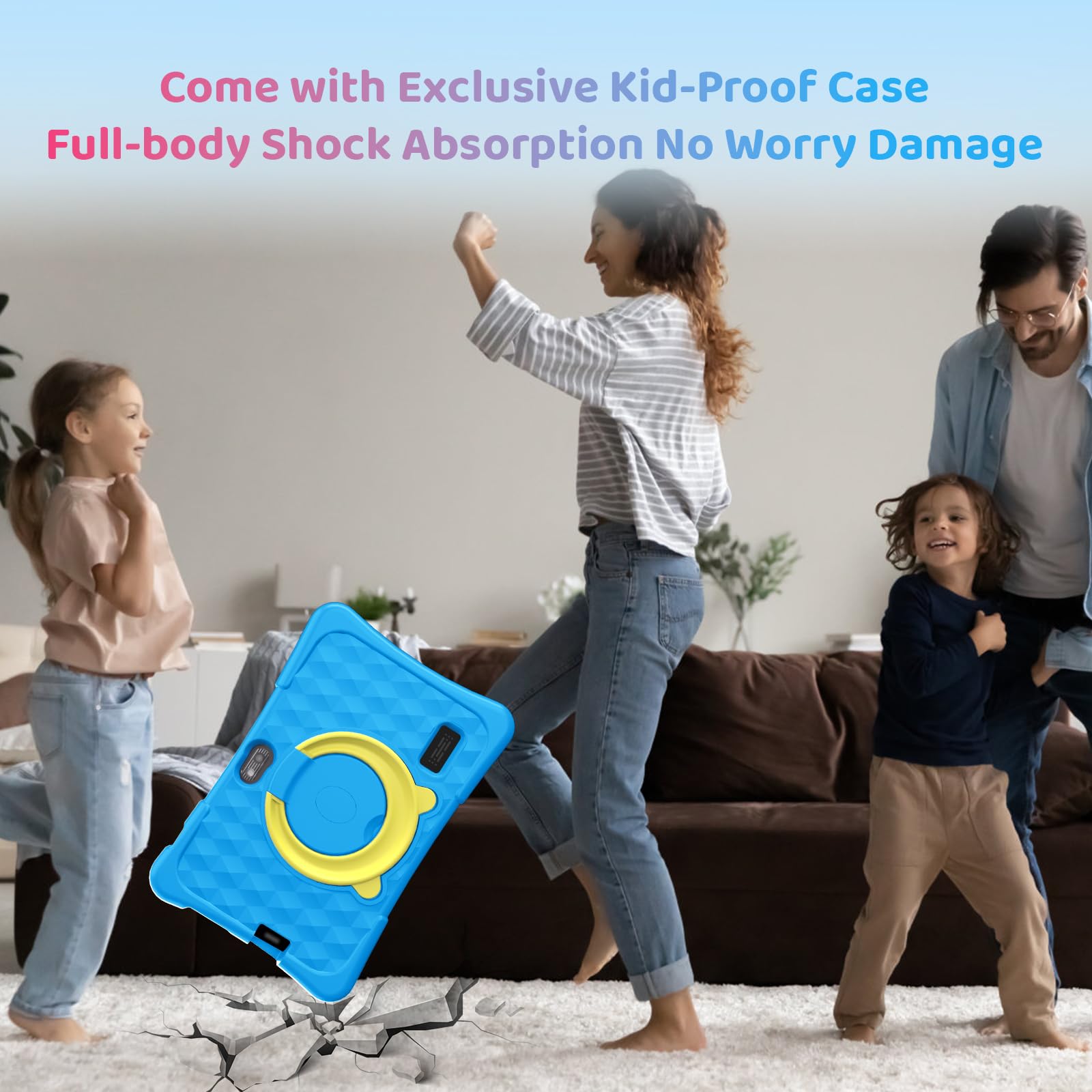 Kids Tablet, 7 inch Android 15 Tablet for Kids, 8GB+32GB 1TB Expand, Quad-Core Toddler Tablets with Shockproof Case, BT5.0, WiFi 5, Parental Control, Games, Dual Camera (SkyBlue)