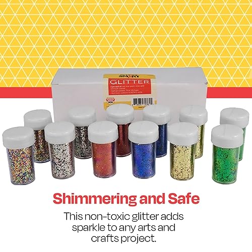 Miniatura 6 de School Smart Purpurina artesanal, 3/4 onzas, colores surtidos, juego de 12