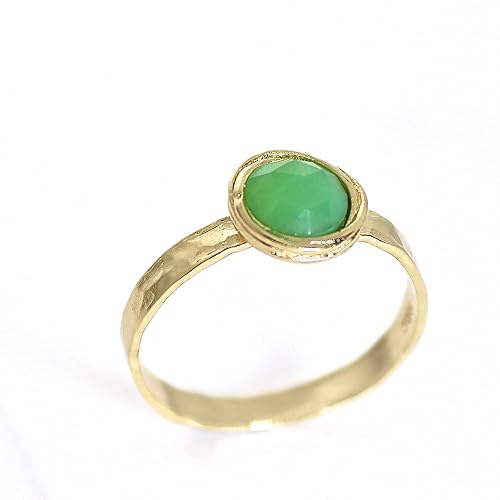 Miniatura 3 de Jade ring, Green stone gold ring band for women, Stacking ring, Green ring, Gold plating stone ring, Natural jade ring, Small stone gold ring, Rings