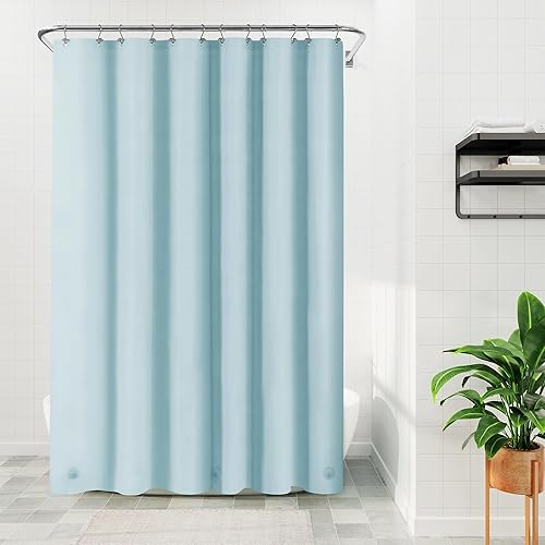 Light Blue Shower Curtain Liner - Premium PEVA Shower Liner for Bathroom, BPA & PVC Free, No Chemical Smell, Lightweight Shower Curtain with 3 Magnets, Metal Grommets - Light Blue, 71X72