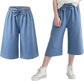 Toddler Girls Capri Pants Lightweight Palazzo Wide Leg Summer Pants 3-10 Years