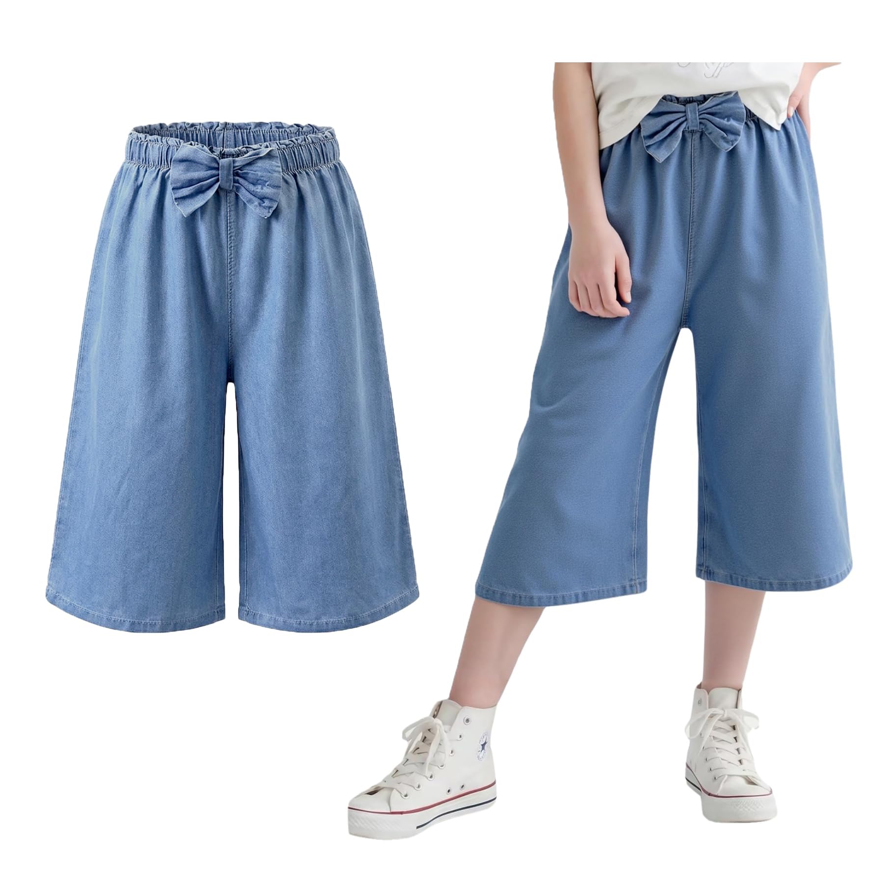 Toddler Girls Capri Pants Lightweight Palazzo Wide Leg Summer Pants 3-10 Years