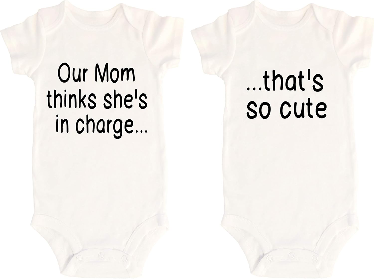 Lil' Cubster Baby Boy Baby Girl Toddler Twin Onesie Bodysuit Outfit Funny Humorous Apparel Newborn Gift 0-12 Months (12 Months, In Charge)