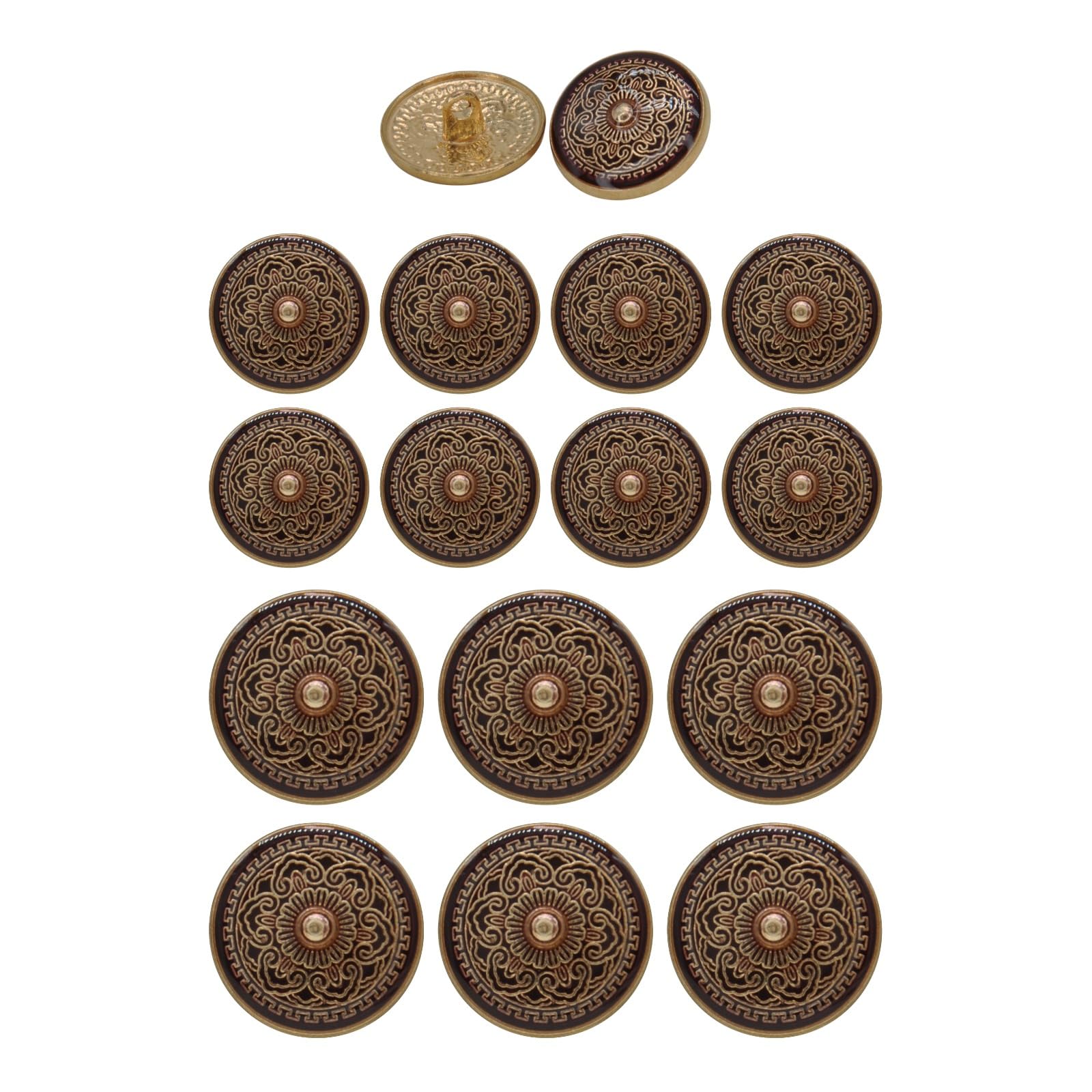 Round Lucite Embedded Enameled Metal Set for Men Women Blazer Coat Uniform Shirt Suit Jacket Pack of 8 pcs Small 6 Pcs Big. Maroon-image-0