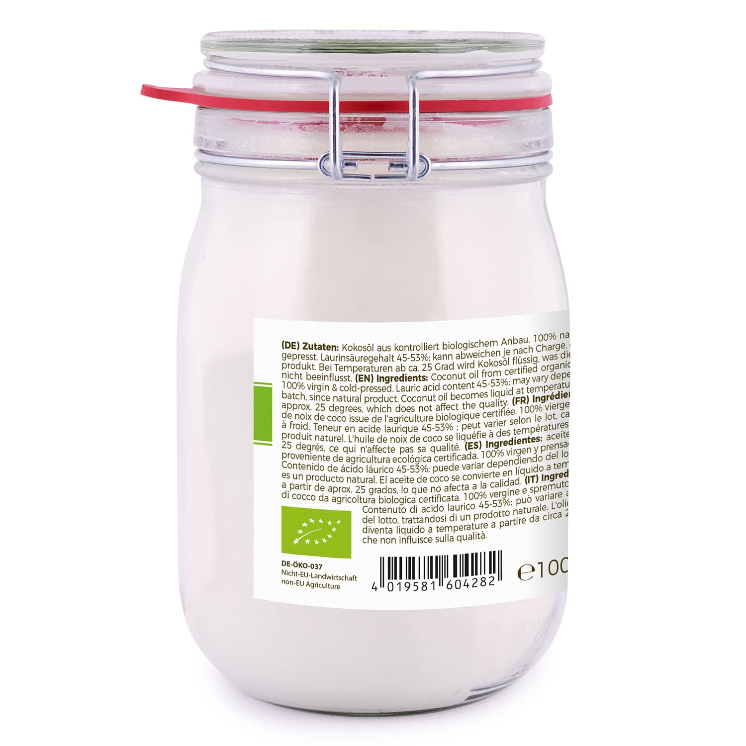 GreatVita MeaVita Bio Kokosöl, nativ, 2er Pack (2 x 1000 ml) im Bügelglas
