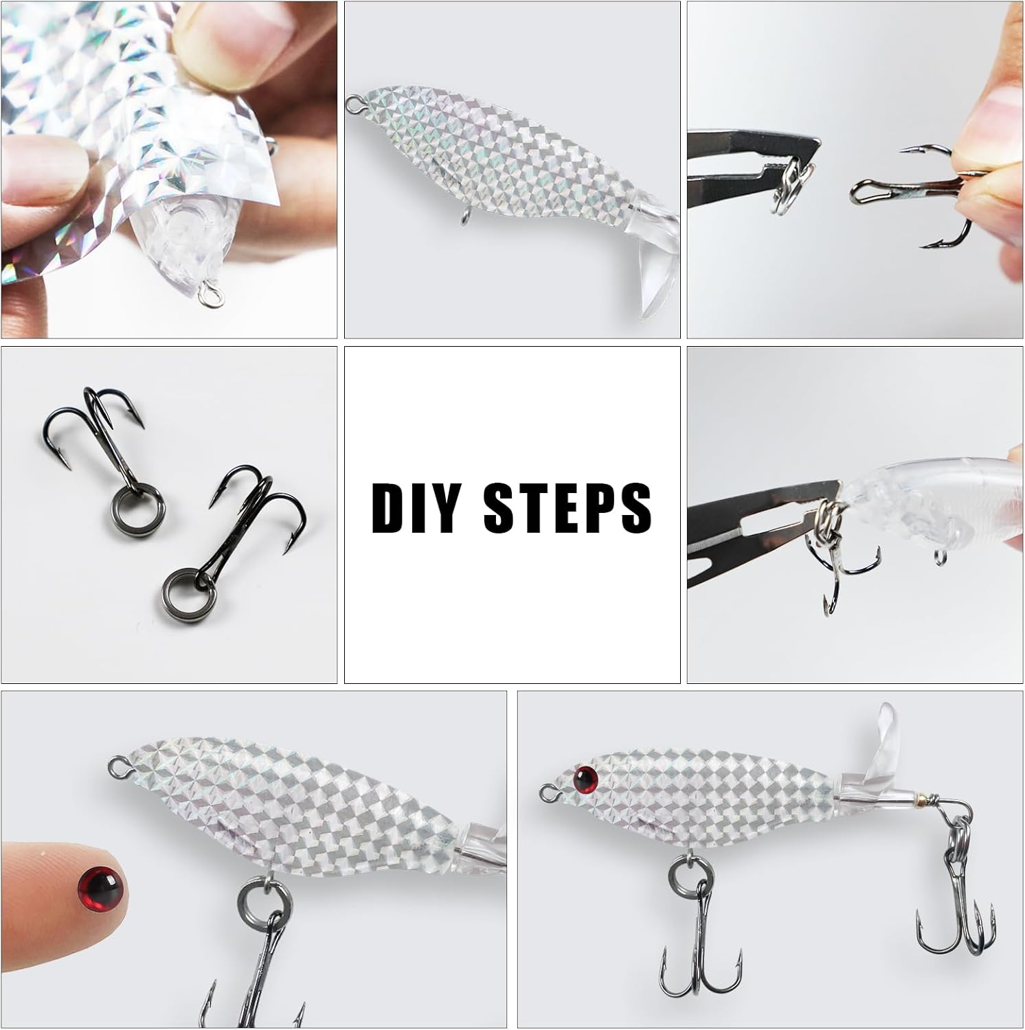 Unpainted Fishing Lures Making Kit Lure Blanks Crankbaits Minnow Popper Hard Bait Treble Hooks, Split Rings, Stickers DIY Fishing Lure Kit
