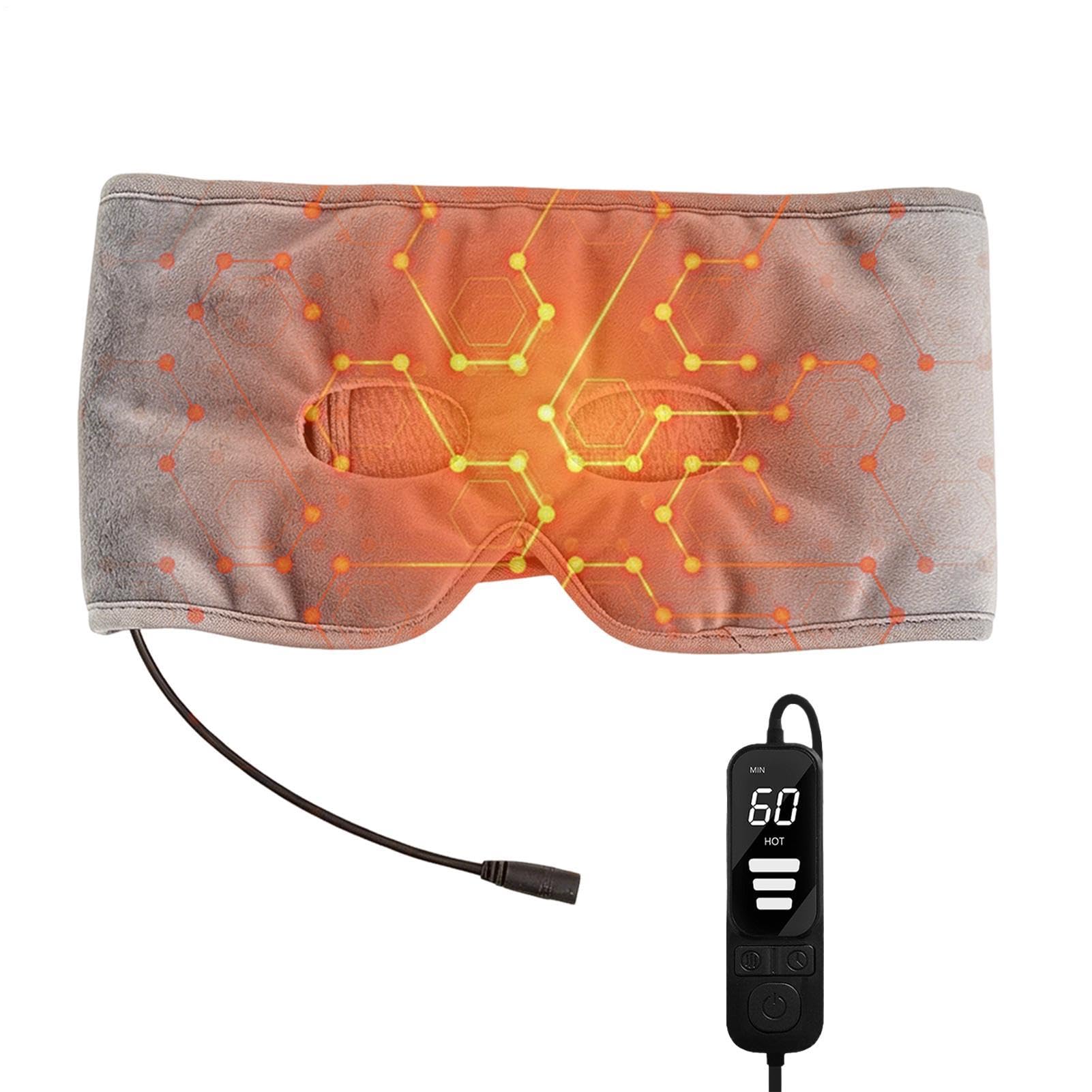 Ciepły kompres - 67,5 x 13 cm urządzenie ładowane przez USB, regulowana temperatura oczu z funkcją kojącego ciepła, ciepły kompres do pielęgnacji oczu, relaksacyjny masażer oczu do samolotu podróżnego