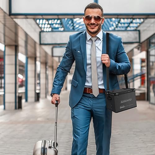 Miniatura 8 de Bolsa de batería Lipo ignífuga a prueba de explosiones para almacenamiento y carga de batería Lipo, correa de hombro desmontable resistente al fuego