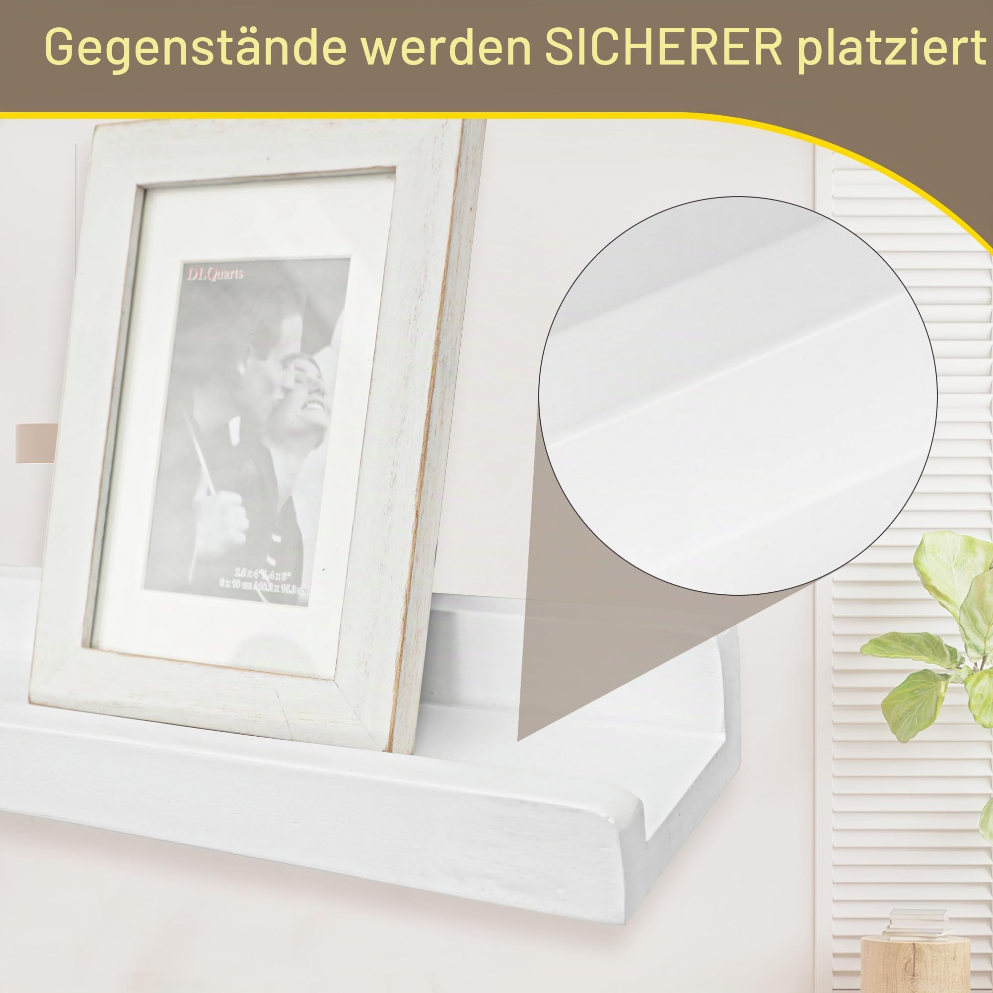 Bilderleiste Regal,Wandregale für Bilder,Langes Schweberegal 4er Set,Großes Rustikales Holzrahmen-Regal für Schallplatten,Kinderzimmer Bücherregal Dekoration für Wohnzimmer Schlafzimmer,120 cm,Weiß