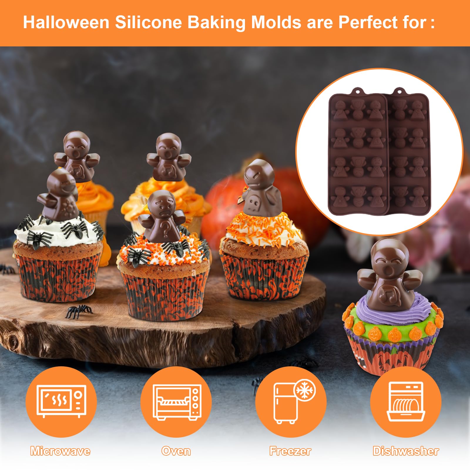 LemonRoad Geister-Silikonformen – 2 Stück Für Halloween-Schokolade & Deko