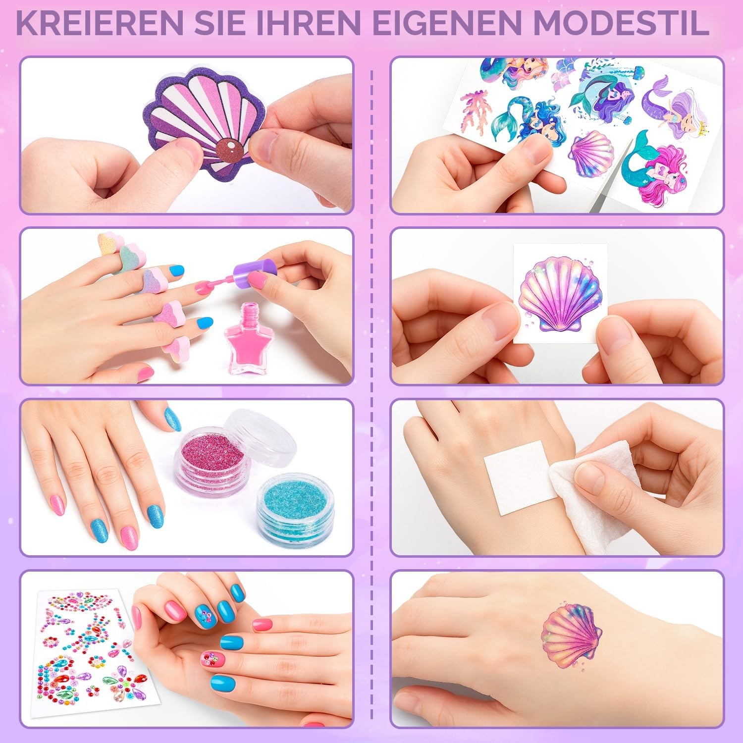 Hohosunlar Kinderschminke Set Mädchen, Waschbar Make Up Set für Kinder Spielzeug Schminkkoffer enthält Lipgloss, Nagellack Tasche, Weihnachts Geburtstagsgeschenk für Kinder 3 4 5 6 7 8 9 10 Jahre