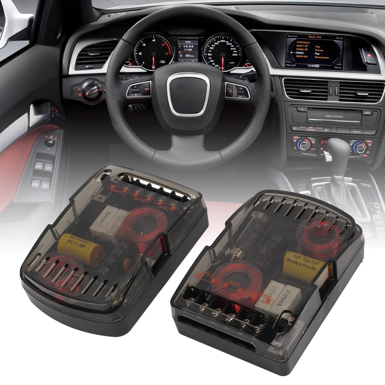 Car Audio Crossover, 2 Pezzi Car Audio Crossover 160W Divisore di Frequenza Universale per Altoparlanti Ad Alte Prestazioni 12V