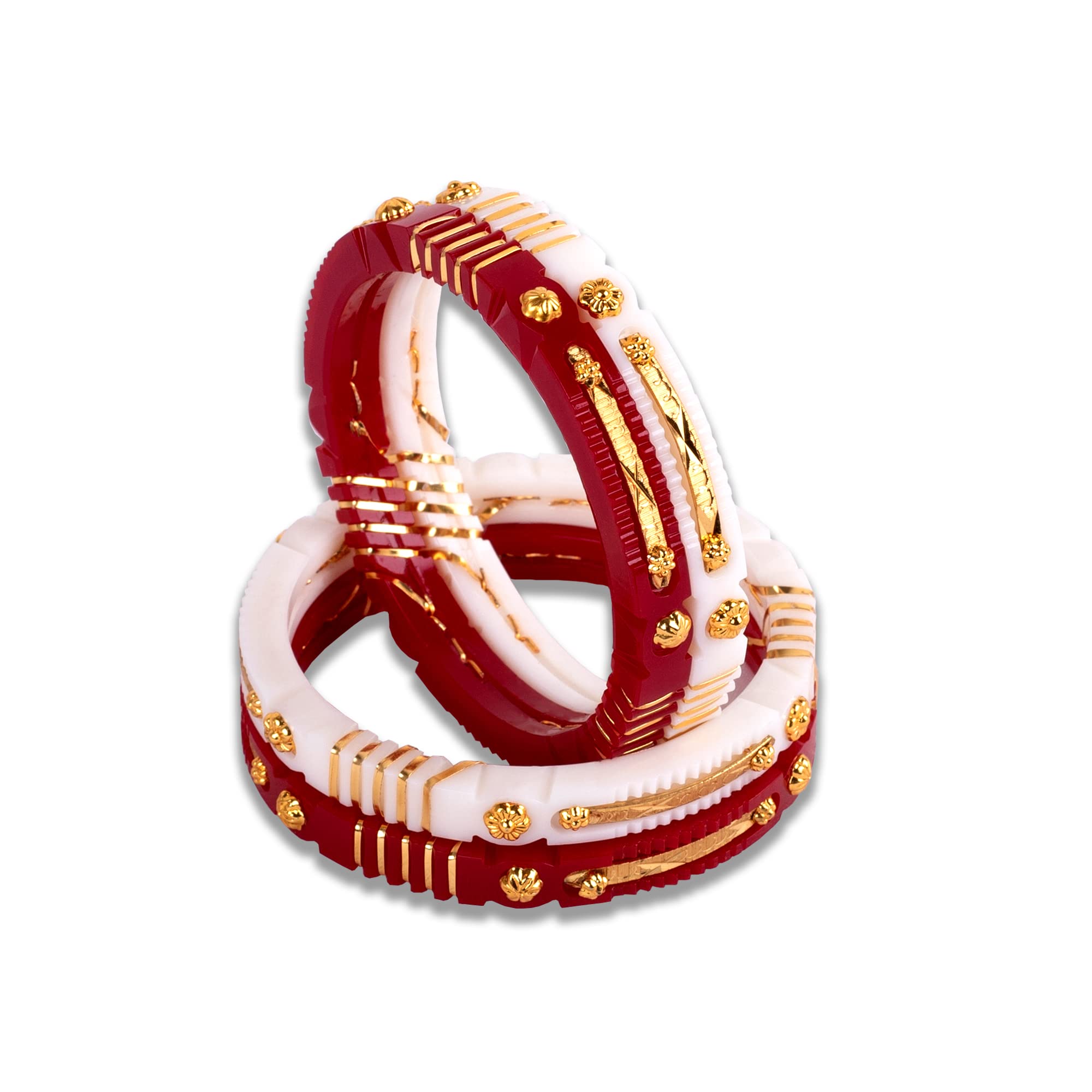 JILL FASHION Plastic Gold Plated Shakha Pola Bangle Set for Women (Jackpot Red & White) (2.6) (B0BQ1386MV) Amazon Price History, Amazon Price Tracker