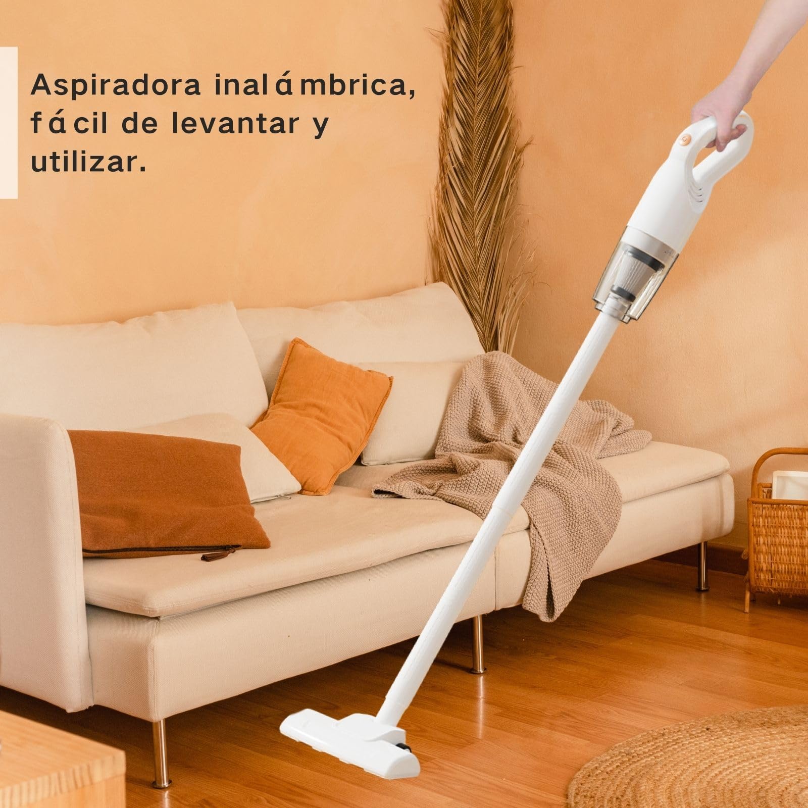 Aspiradora sin Cable, Aspiradora Potente, Escoba Eléctrica Especializada para Suelos, Alfombras y Eliminación de Pelo de Mascotas, Silencioso y Ligero, Blanco