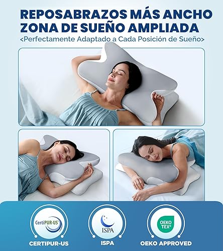 Miniatura 6 de Almohada cervical eficaz para el alivio del dolor para dormir, almohada ergonómica refrescante para dormir lateral para soporte del cuello