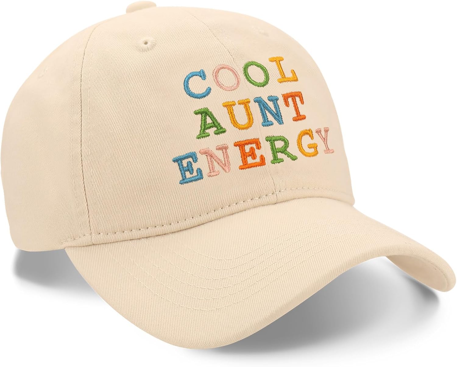 Cool Aunt Energy Hat, Best Aunt Ever Gifts, Embroidery Adjustable Cotton Baseball Cap Beige - Image 2