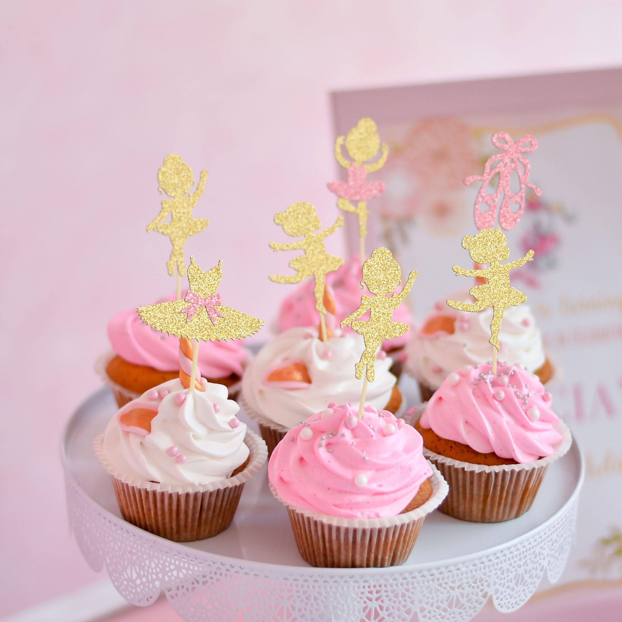 24 Piezas De Decoración De Bailarina Para Cupcakes Ensamblados Coloridos Bailarines De Ballet Para Bebé, Niña, Tutú Bailarín, Decoración De Pasteles Para Baby Shower, Temática De Ballet, Suministros