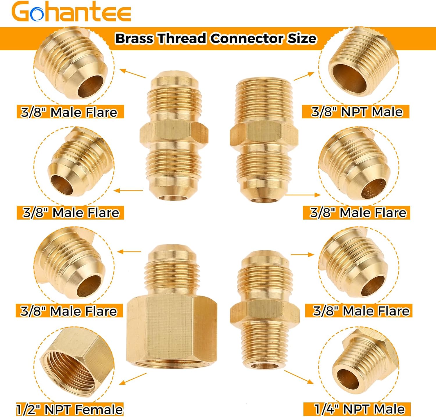 POL Propane Low Pressure Regulator with 3/8" Female Flare 1/2" NPT Female 3/8" Male NPT 1/4" NPT Male Thread Fitting Gas Adapter Converter for LPG Appliance Barbecue Grill Camp Stove Patio Heater