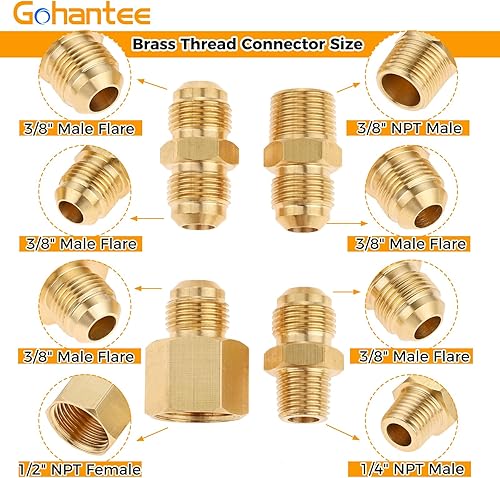 Miniatura 3 de POL - Regulador de baja presión de propano con 3/8 pulgadas hembra Flare 1/2 pulgadas NPT hembra 3/8 pulgadas macho NPT 1/4 pulgadas NPT adaptador