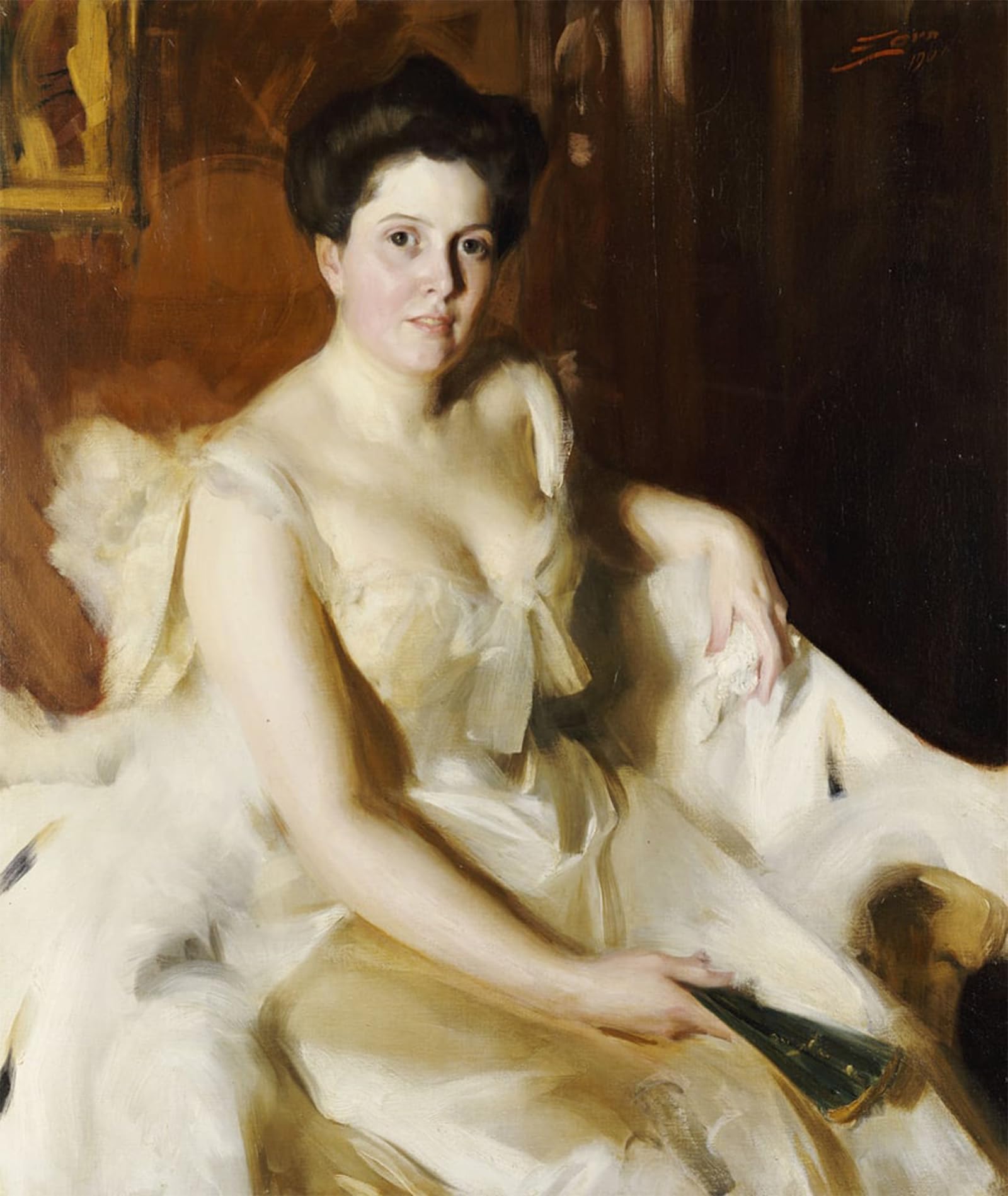SERENDIPITP Retro Picture Poster Wall Art Pictures Painting Portrait of Mrs by Anders Leonard Zorn Wall Art Canvas Print for Wall Decor 60x90cm