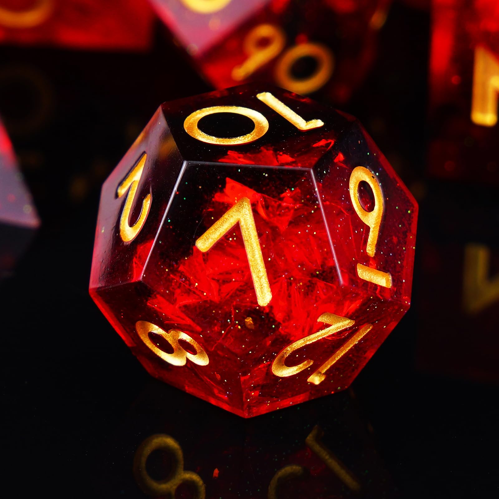 ORUZA 7 PCS Polyhedral DND Dice Resin Sharp Edge Die D&D Dice Set for Dungeons and Dragons RPG MTG Table Games (Red) - Image 3