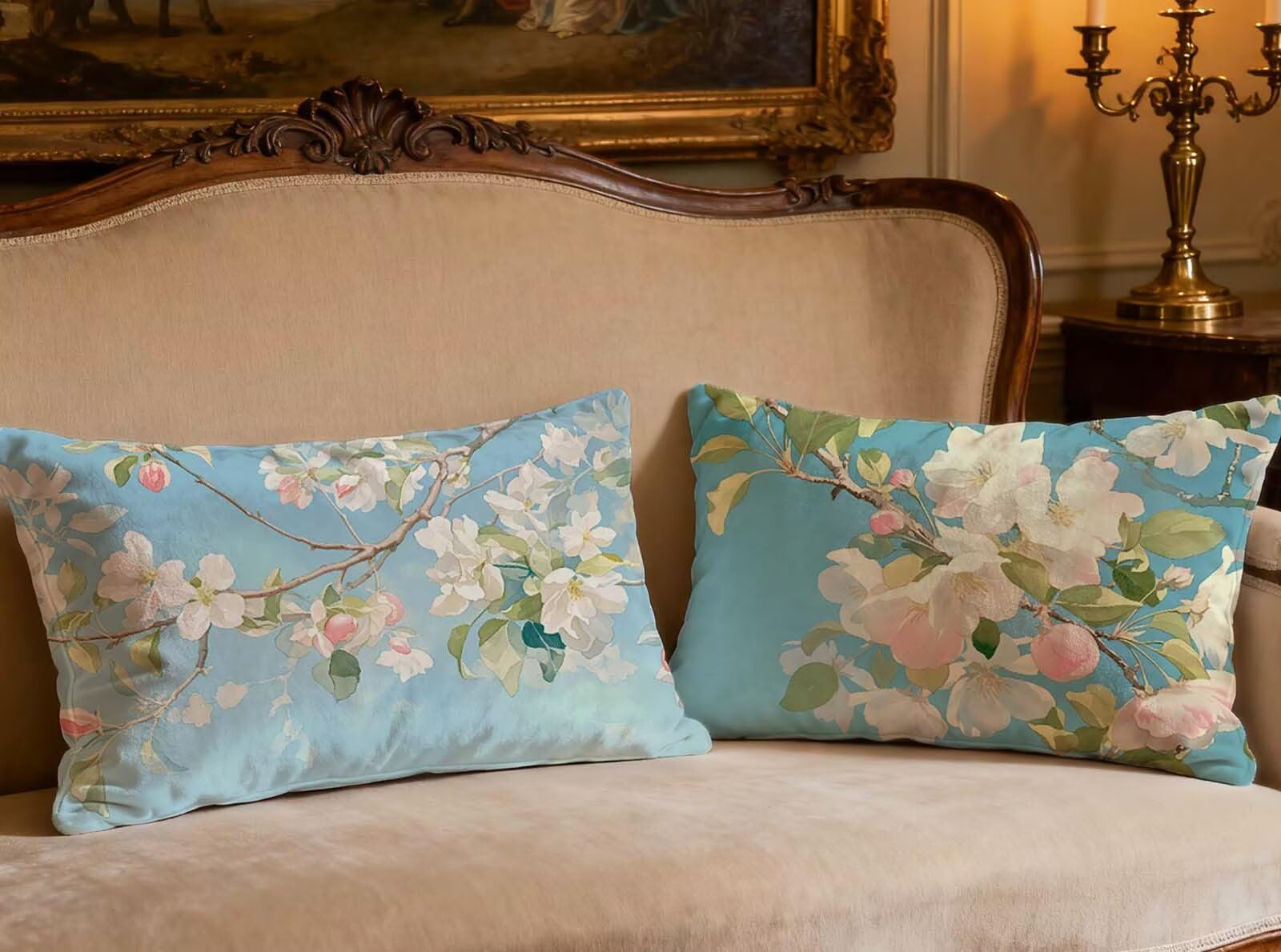 Housse de coussin bleu en velours 60x90 cm lot de 2 pour sublimer votre canapé