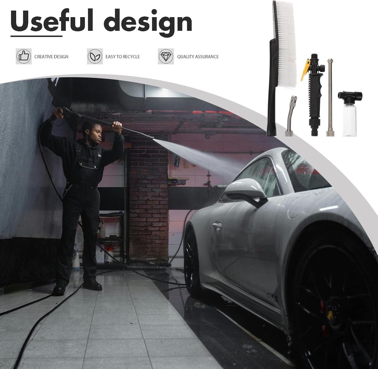 YARNOW 1set High Pressure Car Wash Water Garden Sprayer Nozzle Hose Spray Wand Non-slip Cleaning Accessories Water Spray Nozzle Sprayer
