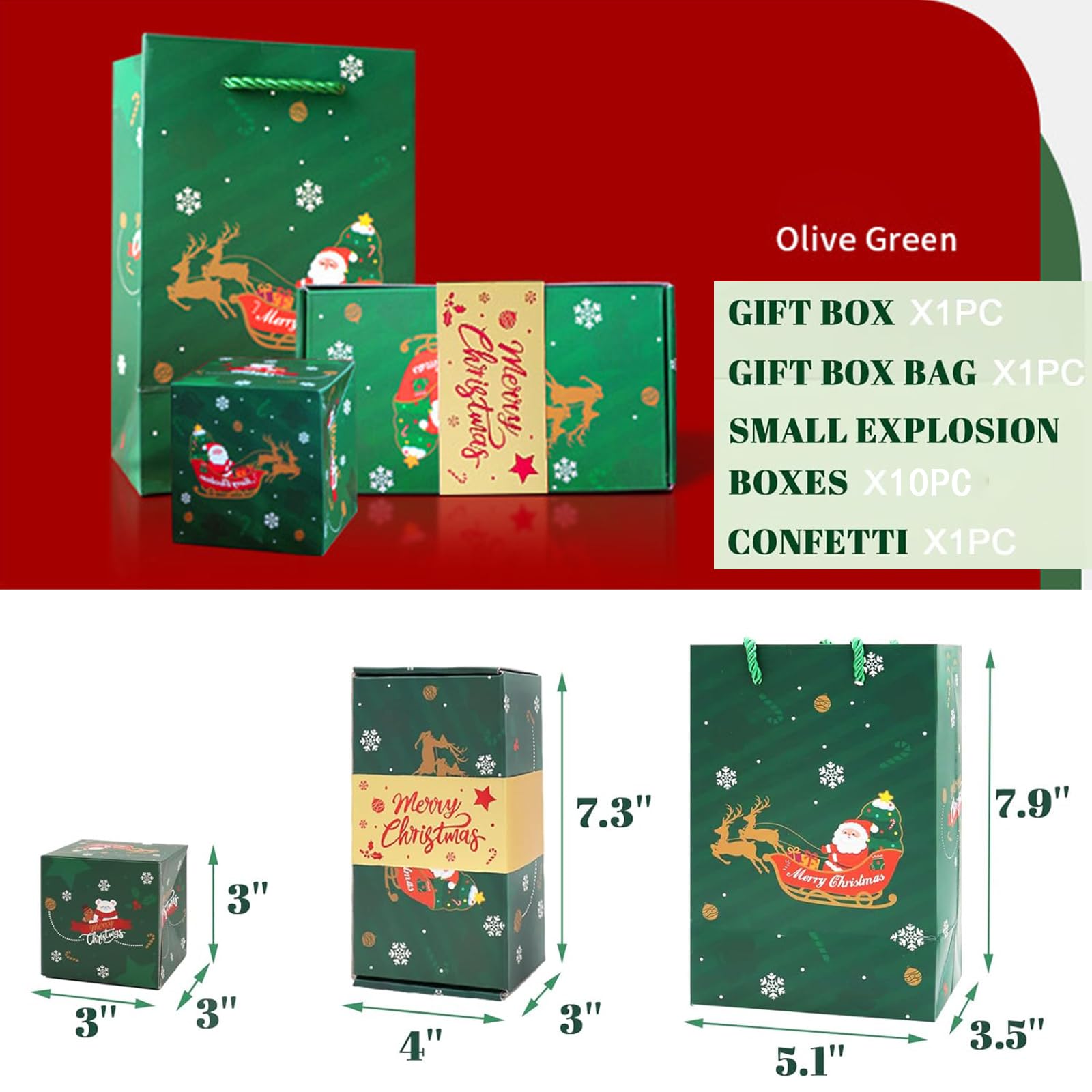Surprise Gift Box Explosion Money Box for Cash, 2025 Merry Christmas Pop-Up Gift Boxes for Birthday, Anniversary, Valentine (Green)