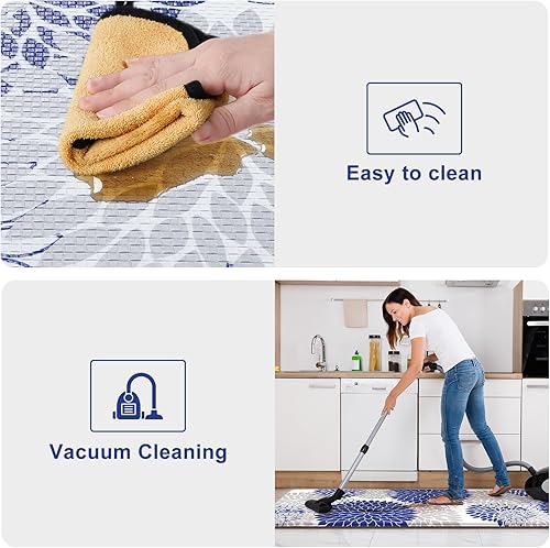 Miniatura 5 de Alfombrillas de cocina antifatiga, 2 unidades, alfombras de cocina bohemias con parte trasera de goma antideslizante, tapete de cocina impermeable