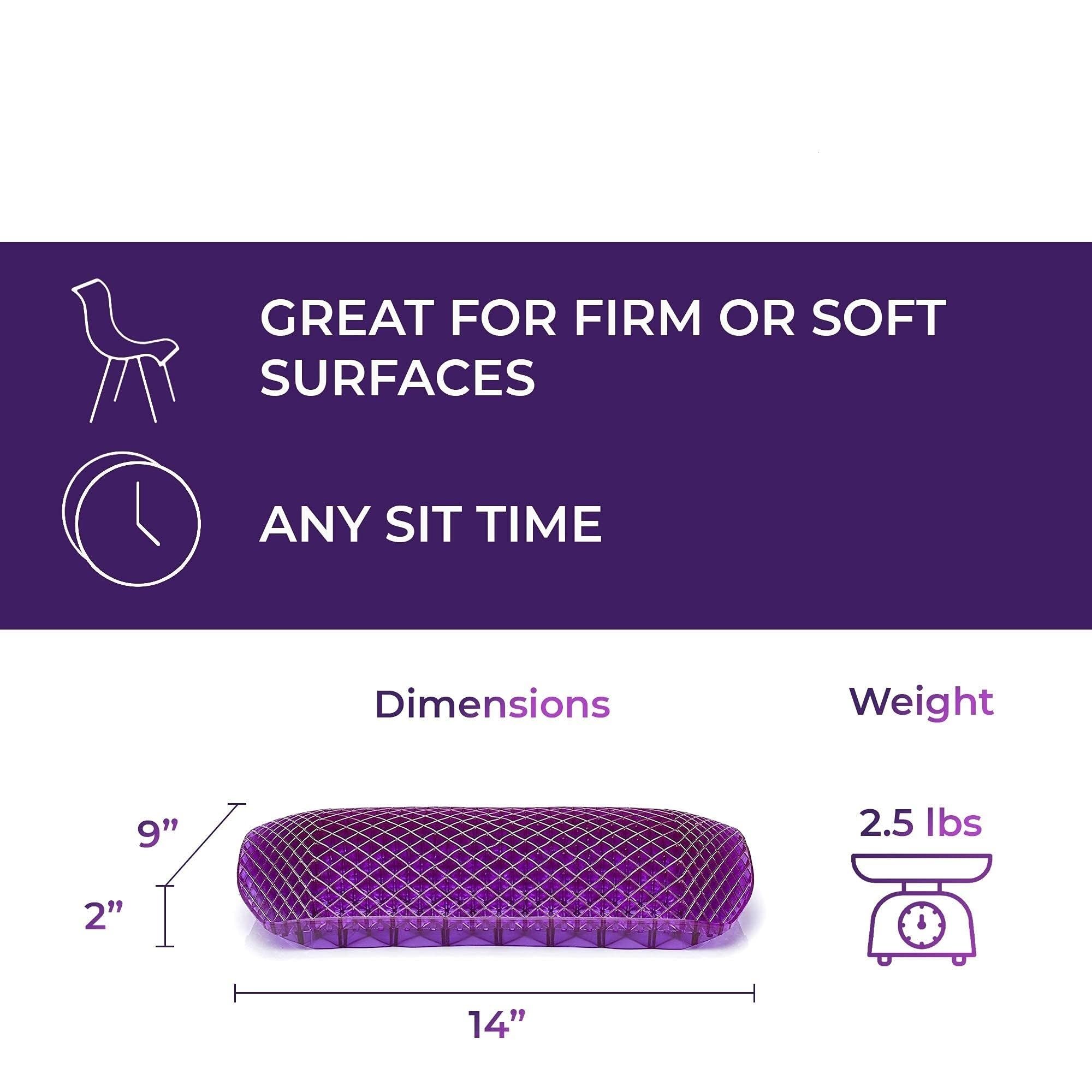 Cuscino ortopedico viola per sedile auto o sedia da ufficio in gel di memoria di raffreddamento cuscino posteriore design ergonomico per supporto lombare copertura in rete traspirante allevia il