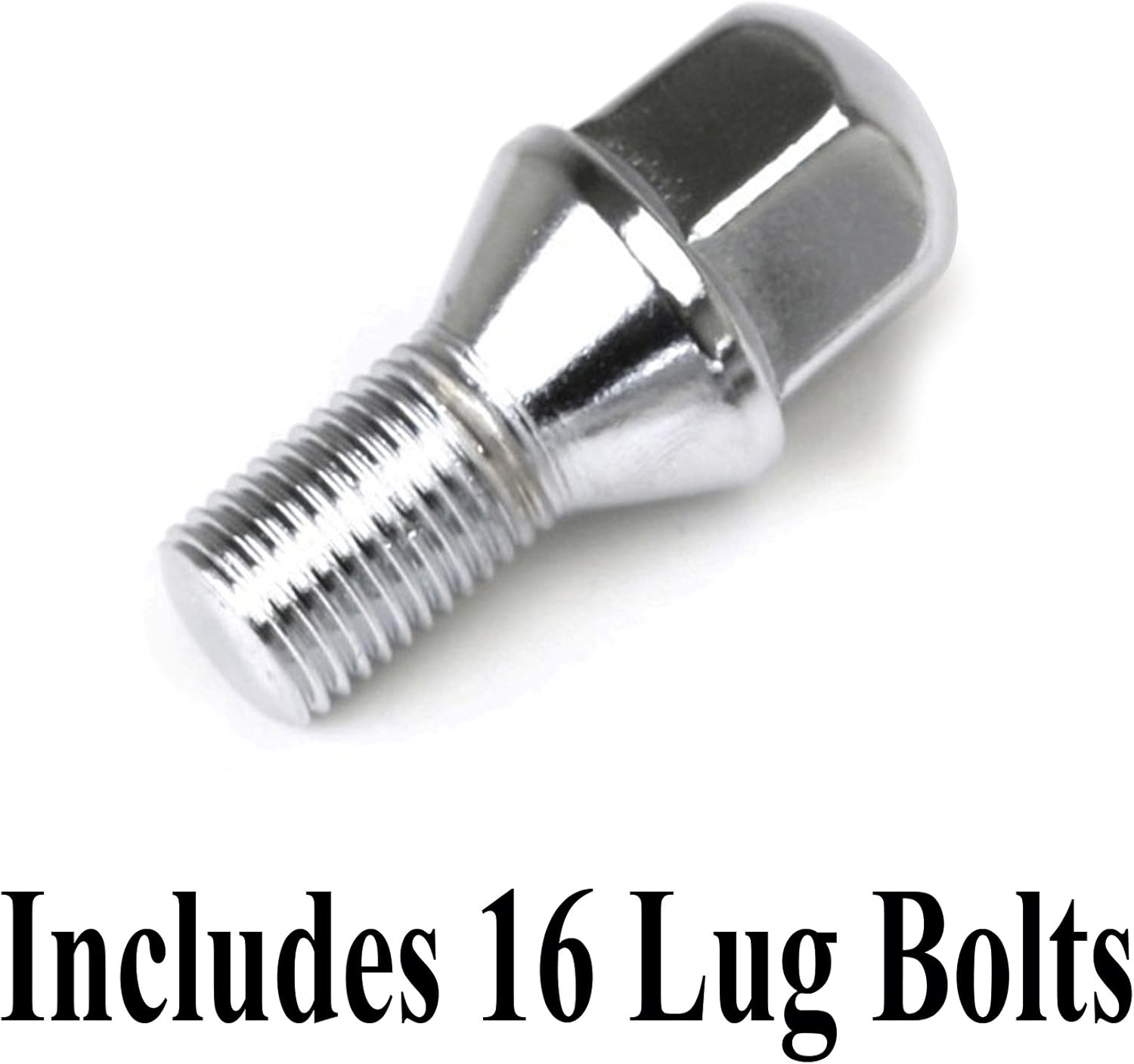 Close-up of a single chrome lug bolt